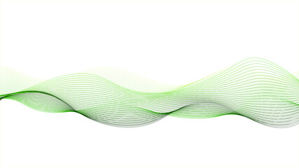 Green wavy lines on a white background. Wave vector illustration. Abstract green waves, Abstract green wave design.