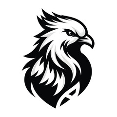 Illustration of a fierce dove in black and white