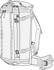 Climbing Backpack CAD Technical Illustration Vector Template