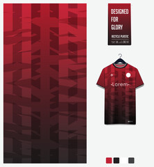 soccer jersey fabric textile pattern design for football kit, sport t-shirt mockup for football club. Uniform front view. Geometric pattern for sport background. Mosaic pattern.