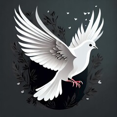 Fototapeta premium White dove, bird of peace in flight, Oil painting