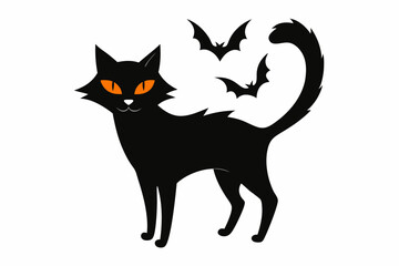 Halloween cat vector illustration, Halloween silhouette vector

