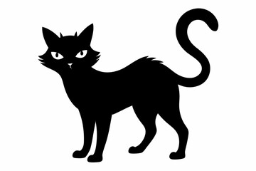 Halloween cat vector illustration, Halloween silhouette vector

