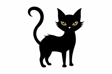 Halloween cat vector illustration, Halloween silhouette vector

