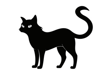 Halloween cat vector illustration, Halloween silhouette vector

