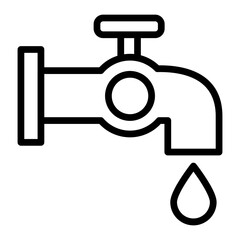 Leaky Faucet Vector Line Icon Design