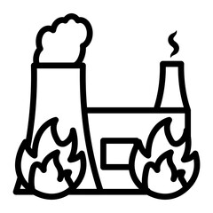 Waste Incinerator Vector Line Icon Design