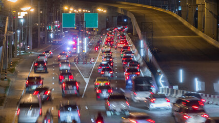 night traffic on the urban thoroughfare,overpass, and road junction