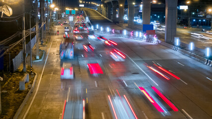 night traffic on the urban thoroughfare,overpass, and road junction