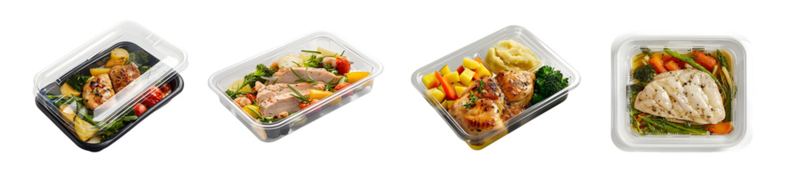 A picture of a tray of food with a container of pasta and vegetables.