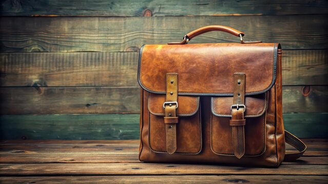 Vintage schoolbag with leather straps and vintage design , retro, old fashioned, classic, school, backpack, satchel