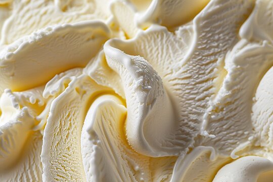 Primer plano de helado de vainilla cremoso con textura detallada