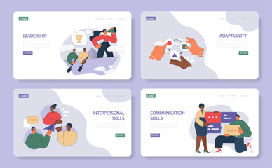 Soft skills web banner set.