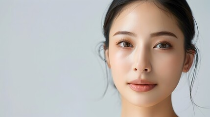 Naklejka premium Radiant and Poised Asian Woman in Elegant Beauty Portrait