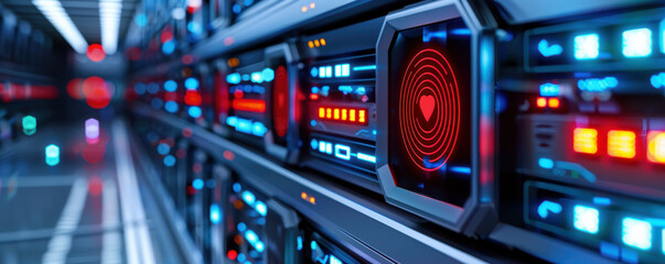 Augmented reality storefront, holographic signs, neonlit promotions, futuristic retail