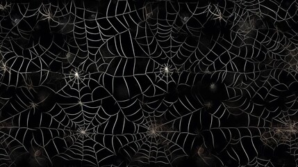 Spiders and webs pattern, Halloween decor, detailed illustration, dark shades, isolated on white background