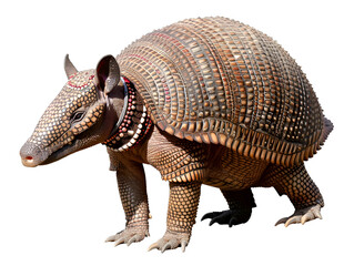 Fototapeta premium High-resolution image of a solitary armadillo with detailed textured armor, isolated on a white background.
