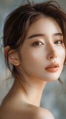 Radiant Asian Woman with Flawless Skin and Elegant Beauty