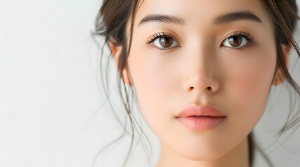 Fototapeta premium Alluring Asian Woman in Skin and Body Care Beauty Salon with Clear Background