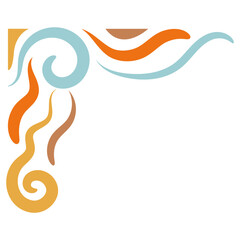 Vector Illustration of Retro Groovy Corner Border. Isolated on White Background.