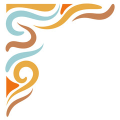 Vector Illustration of Retro Groovy Corner Border. Isolated on White Background.