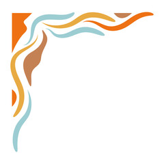 Vector Illustration of Retro Groovy Corner Border. Isolated on White Background.