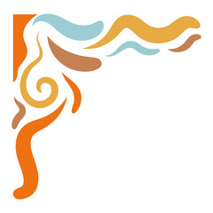 Vector Illustration of Retro Groovy Corner Border. Isolated on White Background.