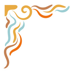 Vector Illustration of Retro Groovy Corner Border. Isolated on White Background.