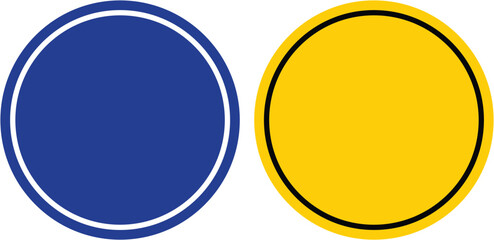 yellow and blue blank round buttons vector