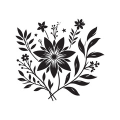 Flower silhouette vector. Flowers icon. Set of leaves silhouette of beautiful plants, leaves, plant design. Vector illustration
