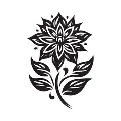 Flower silhouette vector. Flowers icon. Set of leaves silhouette of beautiful plants, leaves, plant design. Vector illustration