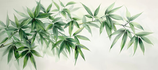 Fototapeta premium Minimalist Watercolor Bamboo Illustration