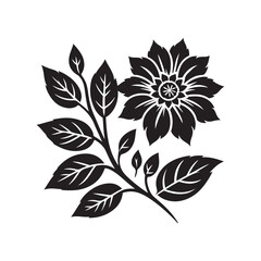 Flower silhouette vector. Flowers icon. Set of leaves silhouette of beautiful plants, leaves, plant design. Vector illustration