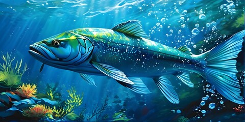 Naklejka premium illustration inspired by the fluid dynamics of a vibrant fish