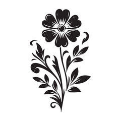 Flower silhouette vector. Flowers icon. Set of leaves silhouette of beautiful plants, leaves, plant design. Vector illustration