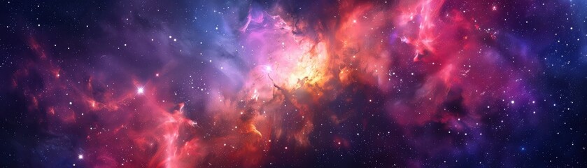 Fototapeta premium Galaxy with nebula clouds, vibrant hues, star clusters, endless space, close up, copy space, luminous colors, Double exposure silhouette with interstellar clouds