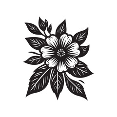 Flower silhouette vector. Flowers icon. Set of leaves silhouette of beautiful plants, leaves, plant design. Vector illustration