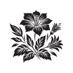 Flower silhouette vector. Flowers icon. Set of leaves silhouette of beautiful plants, leaves, plant design. Vector illustration