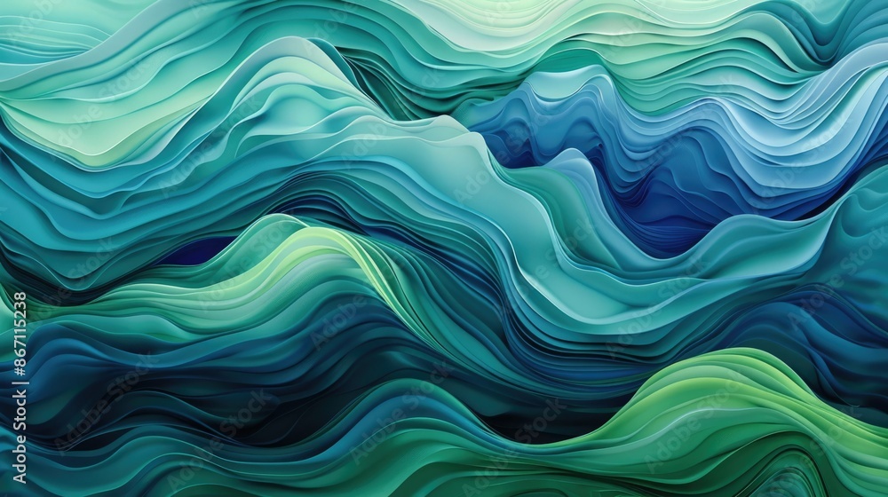 Aufkleber this abstract digital art features teal waves that convey a sense of fluid motion and depth through 