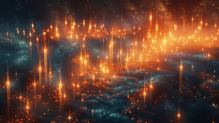 Fototapeta premium abstract background with glowing lines and particles