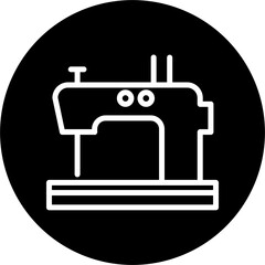 Sewing Machine Line White Circle Black