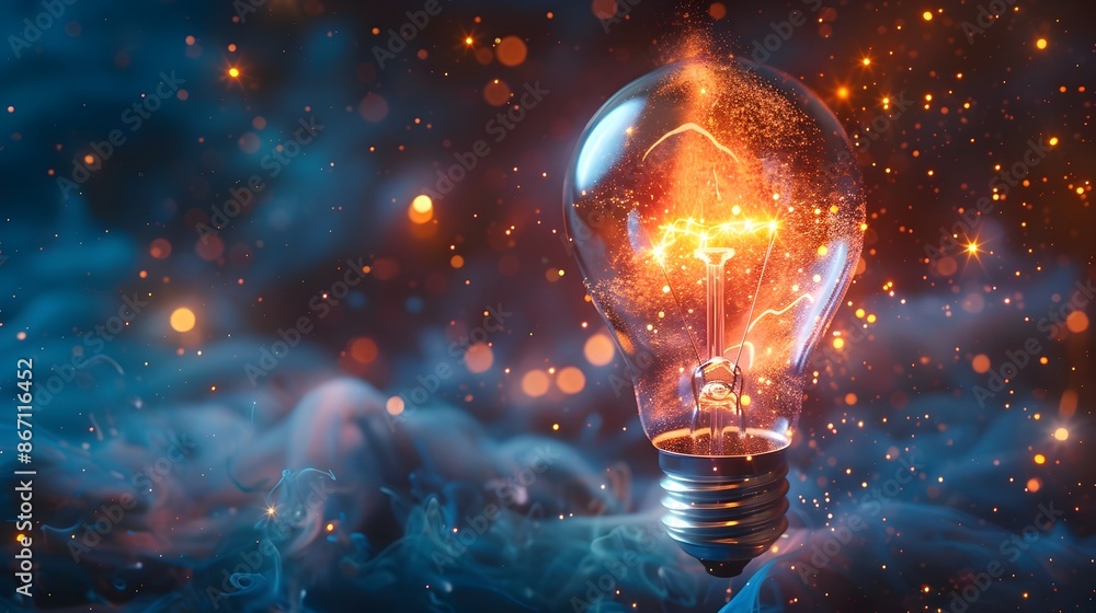 Poster cracking open the bulb of cosmic creativity unleashing a universe of innovative potential