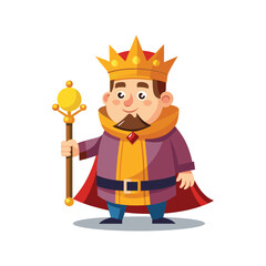 Cartoon king holding a golden scepter vector