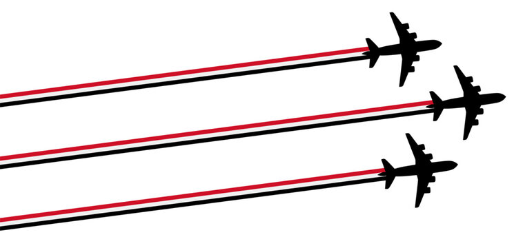 set Flying airplane with yemen flag icon. airshow celebration day symbol Template Illustration Design