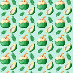 summer fresh coconut pattern illustration