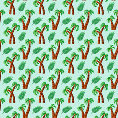 coconut tree pattern illustration with blue background