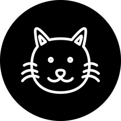 Cat Line White Corcle Black