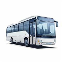Modern white coach bus isolated on white background, perfect for transport, travel, and tourism industry stock photos.
