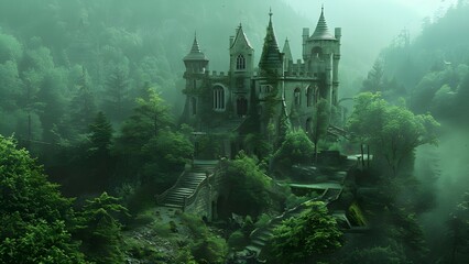 fairy tale castle in forest