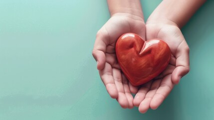 Red Heart Held in Open Hands